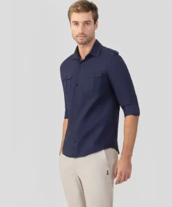 Outlet Chemise en coton et lin à poches Chemises