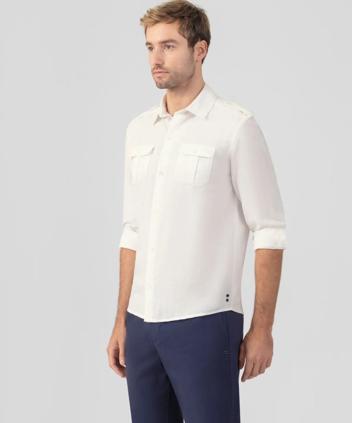 Sale Chemise en coton et lin à poches Chemises