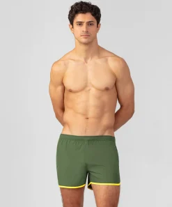 Sale Short de bain avec bords arrondis et bandes contrastées Shorts De Bain | Shorts De Bain