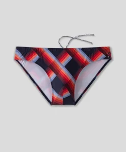 Clearance Slip de bain échancré à larges carreaux Slips De Bain | Slips De Bain