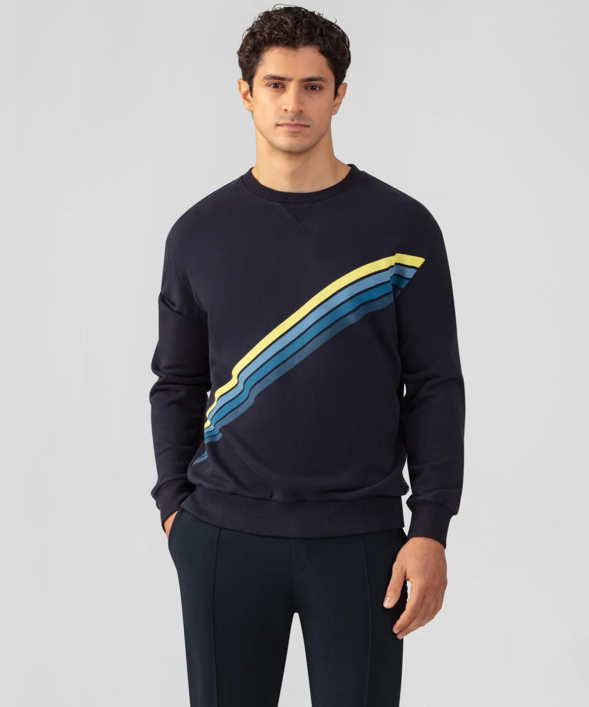 Fashion Sweatshirt en coton organique à rayures diagonales Sweats