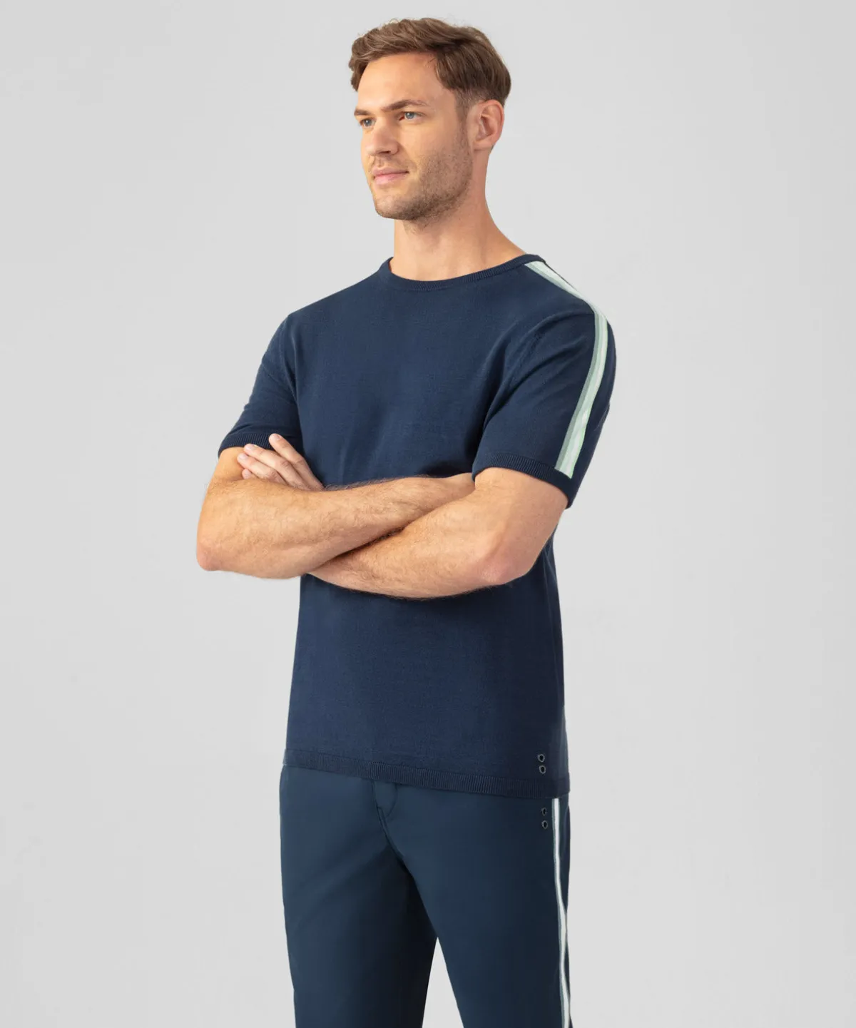Fashion T-shirt en maille à bandes latérales T-Shirts D'Intérieur | T-Shirts