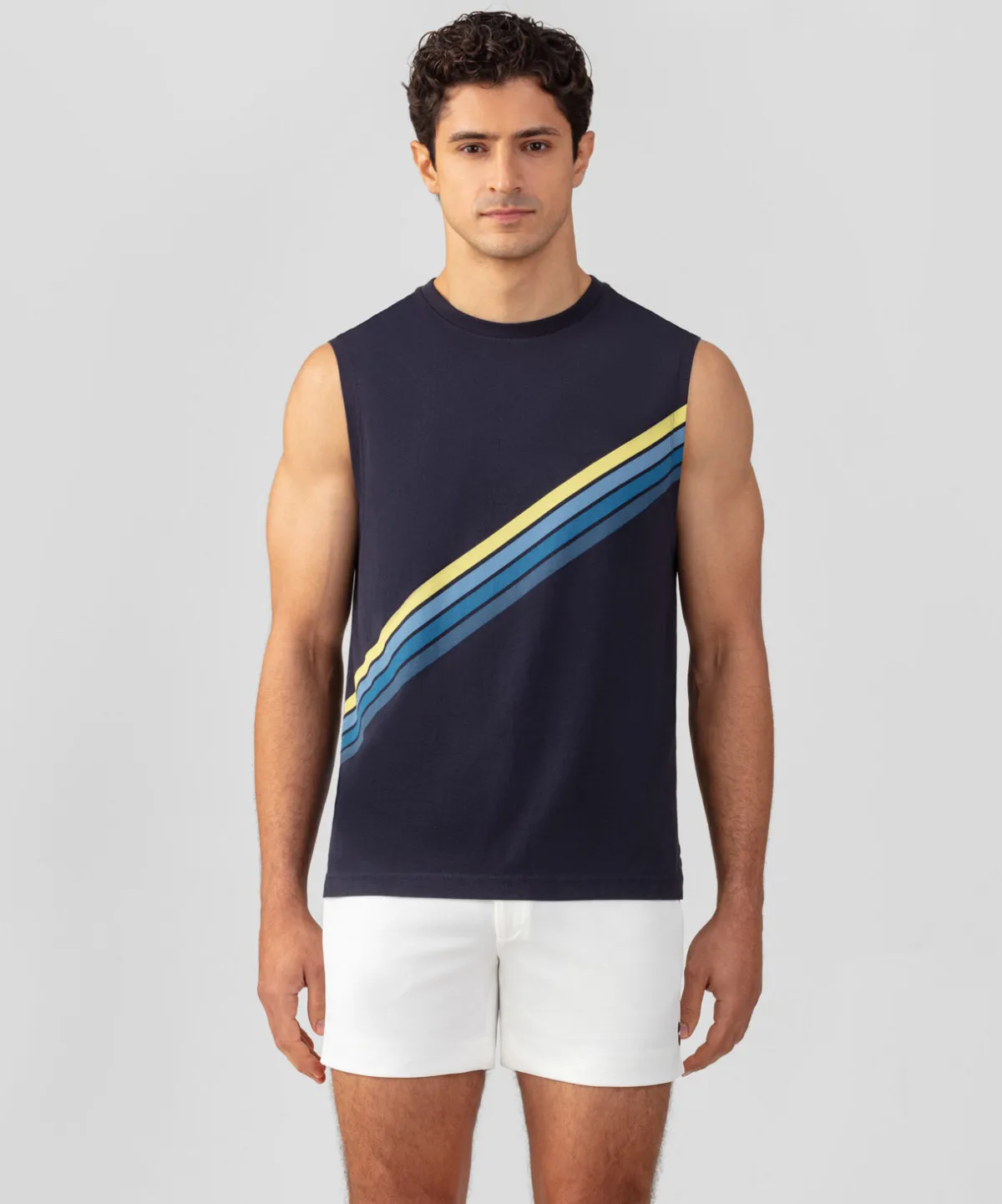 Best T-shirt sans manches en coton organique à rayures diagonales T-Shirts D'Intérieur | T-Shirts