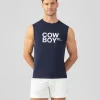 Fashion T-shirt sans manches en coton organique "COW BOY" T-Shirts D'Intérieur | T-Shirts